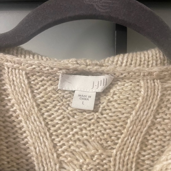 J Jill Cable Knit Sweater Jacket Large - Picture 2 of 3